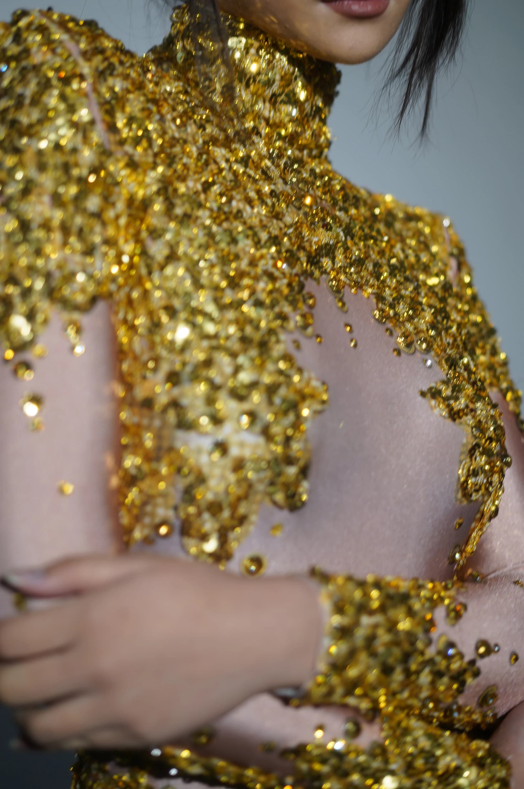 Body extensible à paillettes et strass scintillants pour femmes, Costume de spectacle sur scène pour