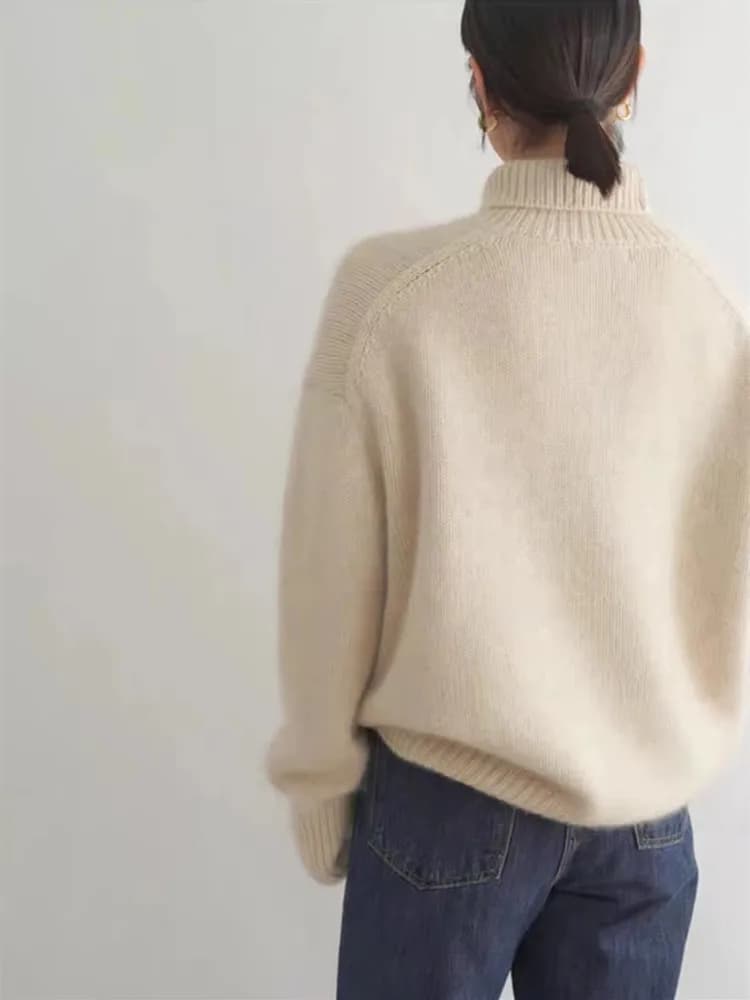 Pull en cachemire à col roulé pour femme, pull ample en laine Pure 100%, tricot, grande taille, nouv
