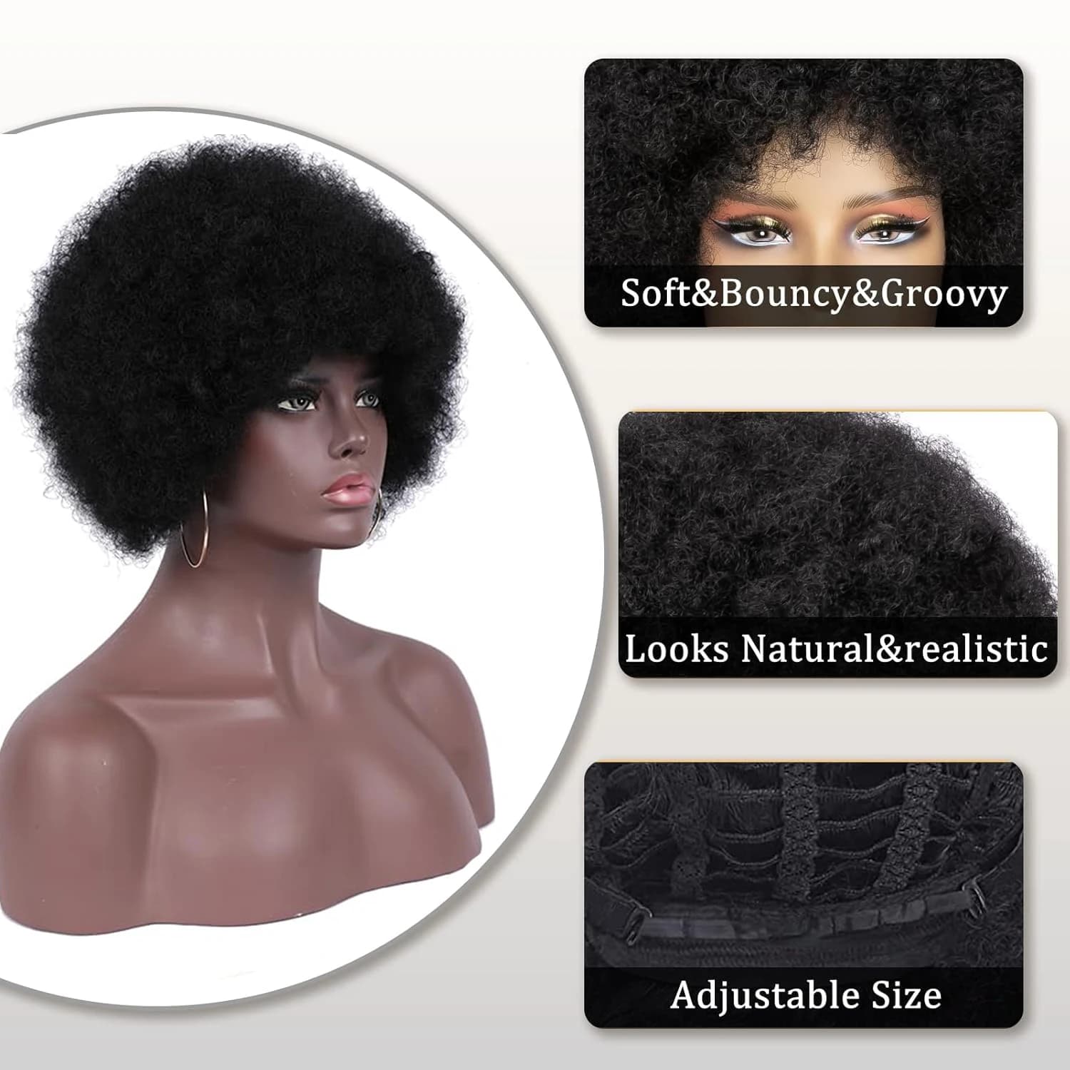 Perruque synthétique Afro bouclée et crépue pour femmes, perruques bouffantes noires et douces des a