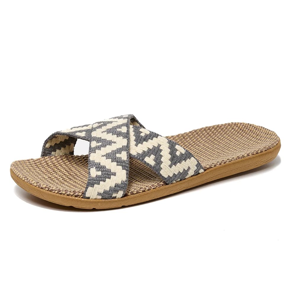 Pantoufles pour hommes, pantoufles d'intérieur légères en lin, antidérapantes, chaussures de maison,