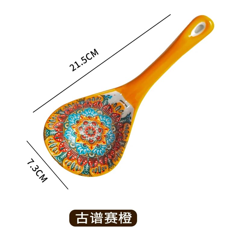 Louche en céramique bohème, grande cuillère britannique domestique, louche à soupe, grande cuillère 
