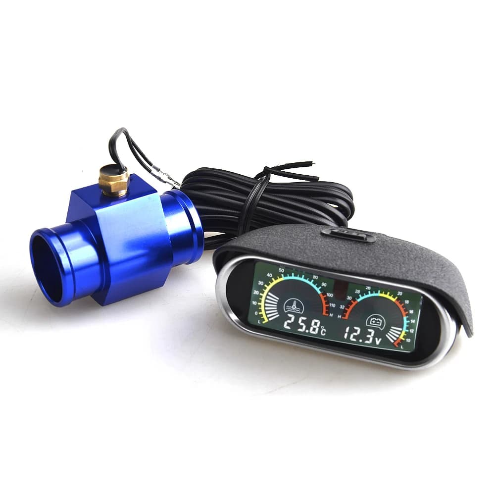 Jauge de température et de voltmètre LCD automatique 2 en 1 avec adaptateur de tuyau de Joint 1/8NPT