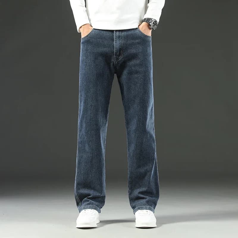 Jeans baggy droit à jambes larges pour hommes, pantalons décontractés d'affaires, vêtements de marqu