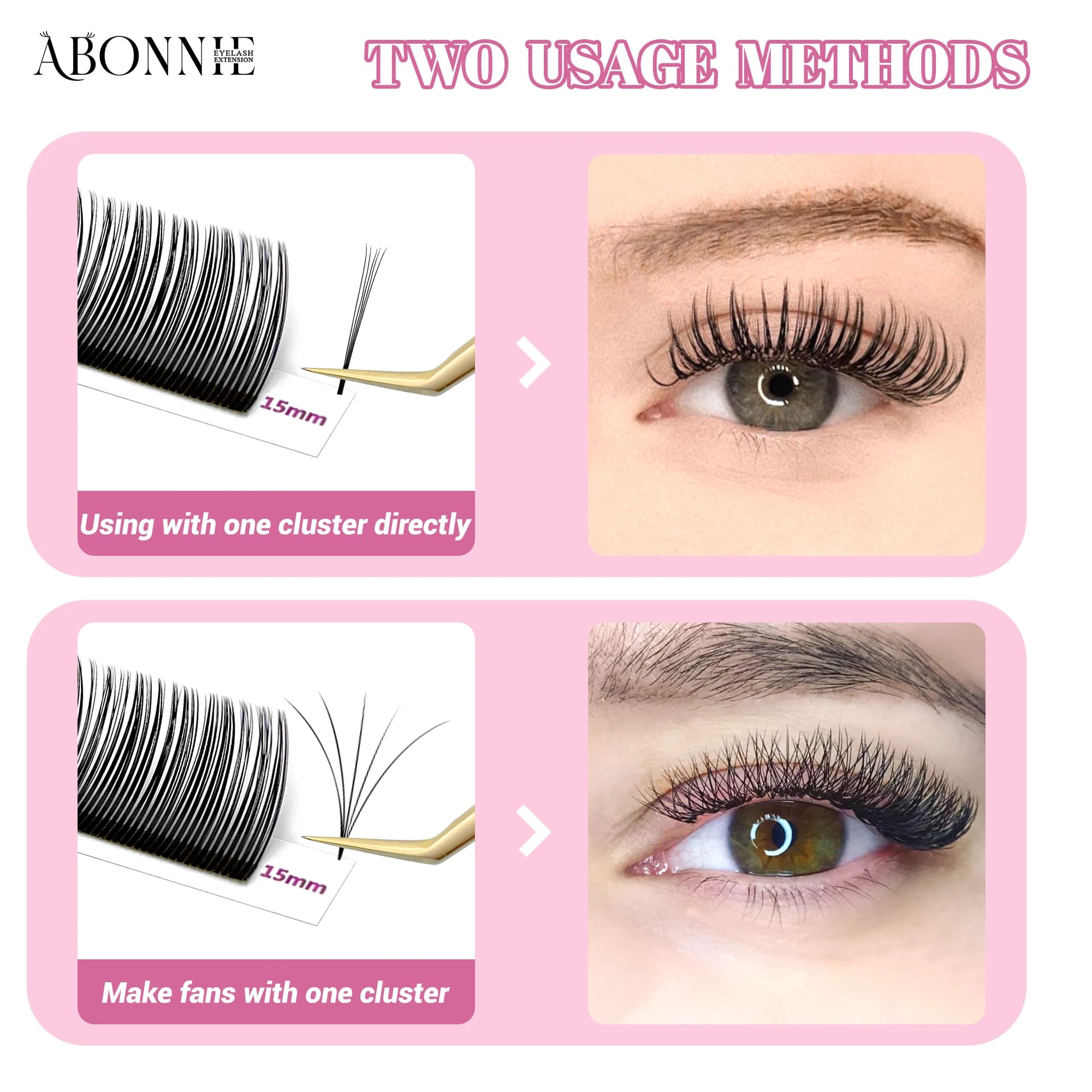 Abonnie 5D fleur humide cils Extensions cils individuels brun Volume doux 5D floraison fée faux faci
