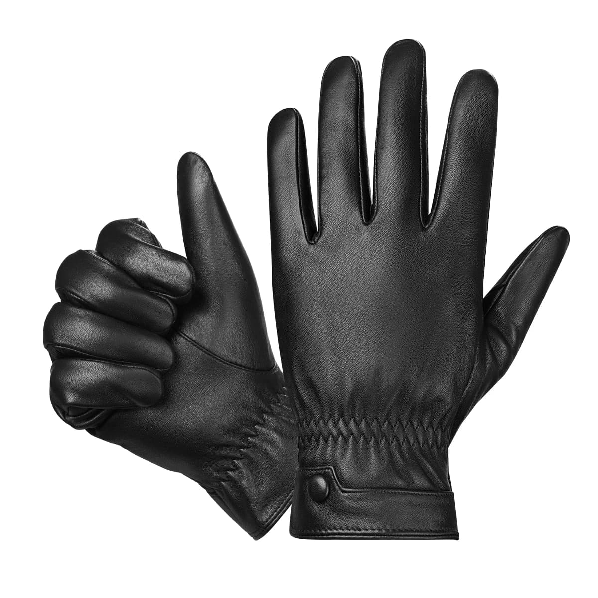 BISON DENIM gants en cuir de mouton véritable pour hommes automne hiver coupe-vent chaud polaire écr