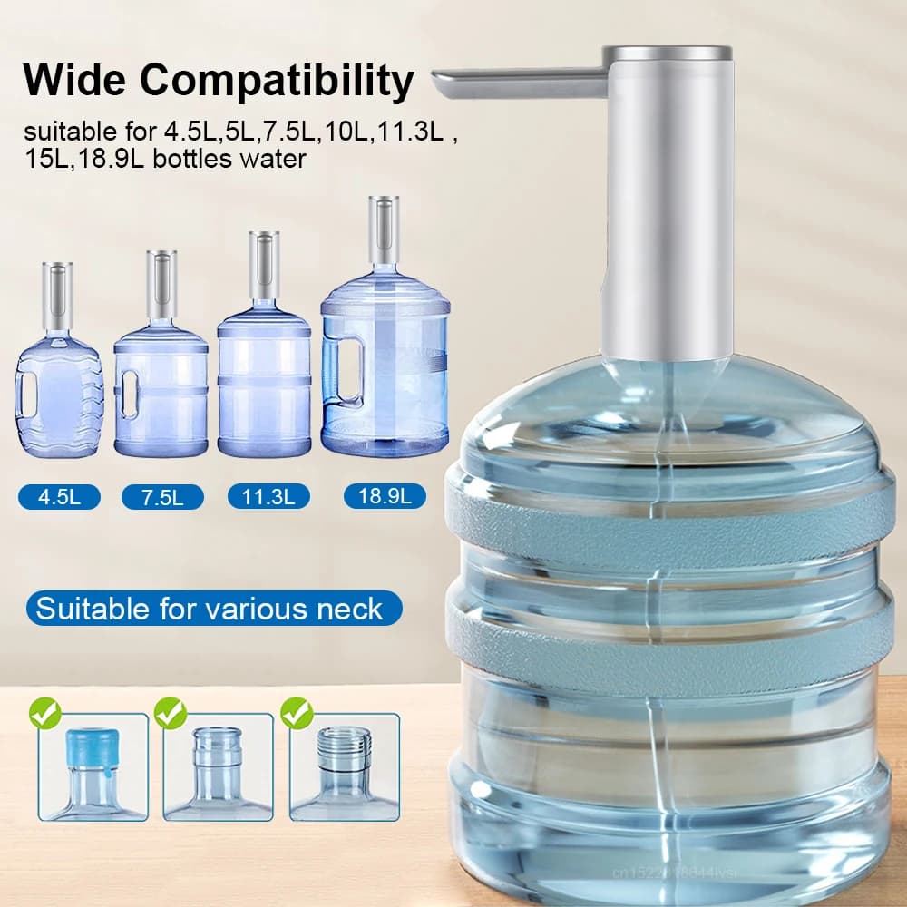 Pompe Électrique pour Bouteille d'Eau, Distributeur existent, Rechargeable, Pliable, Bureau, H3, 19 