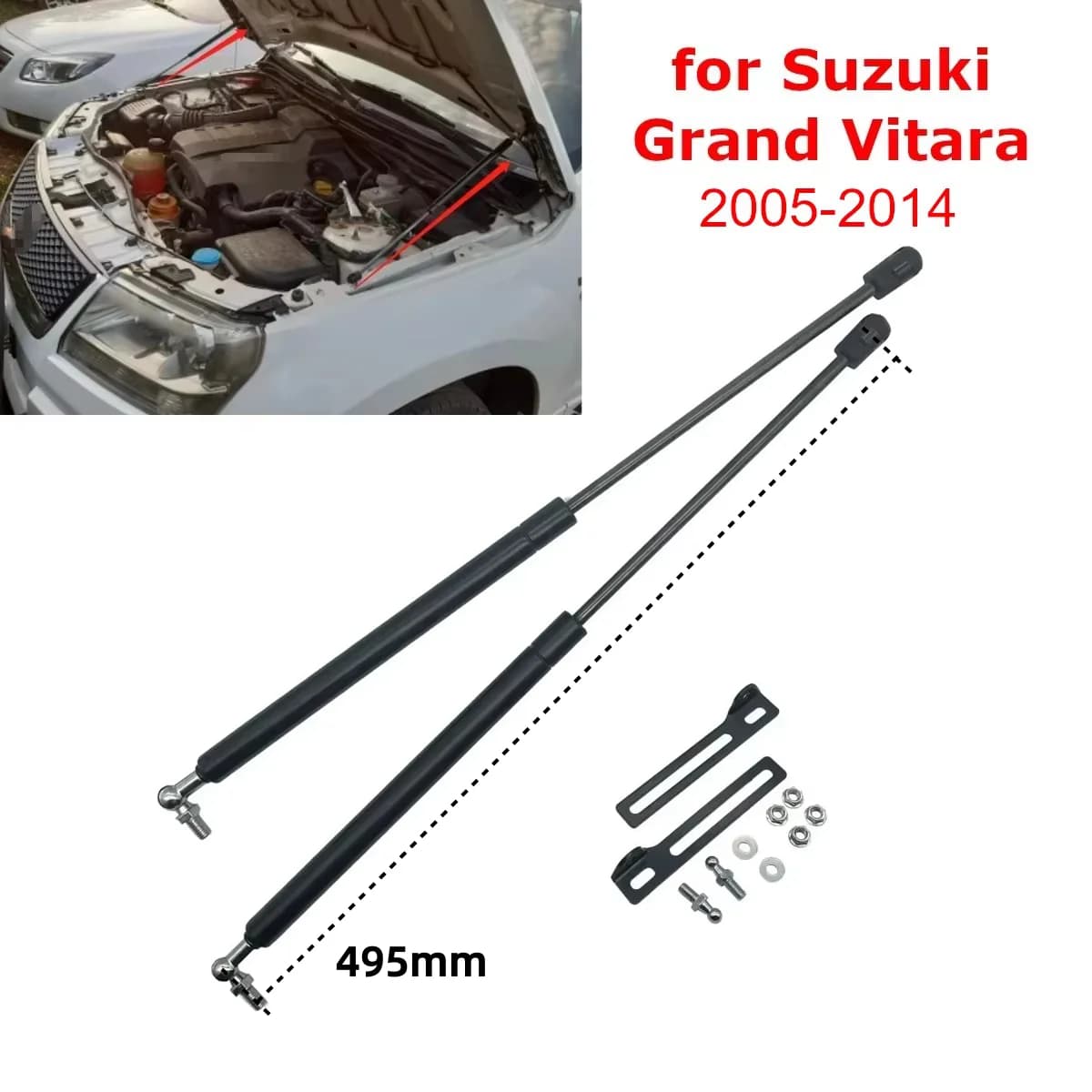 Couvercle de moteur avant de voiture, 2 pièces, capot, entretoises à gaz, tiges de Support de levage