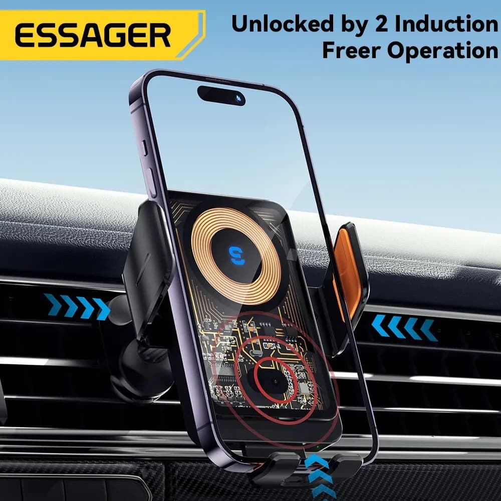 Essager-Chargeur sans fil Qi pour voiture, support de téléphone portable, support de montage sur gri
