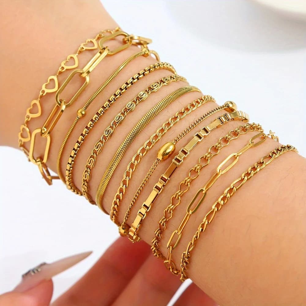 Ensemble de bracelets en acier inoxydable pour femmes, ensemble de bijoux élégant pour femmes, adapt