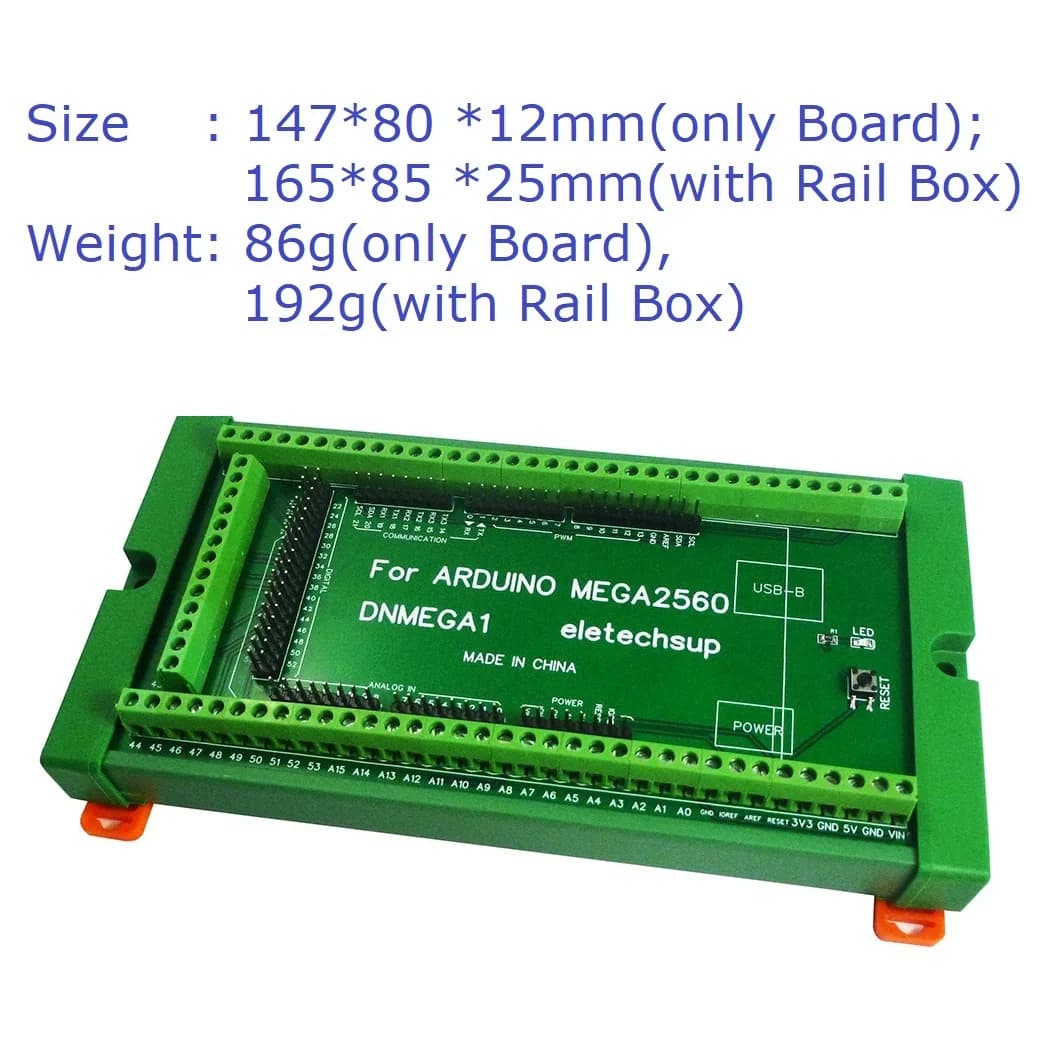 Pour Arduino MEGA2560 R3 Atmega2560 Dev Baord Module adaptateur de bornier à vis monté sur Rail DIN