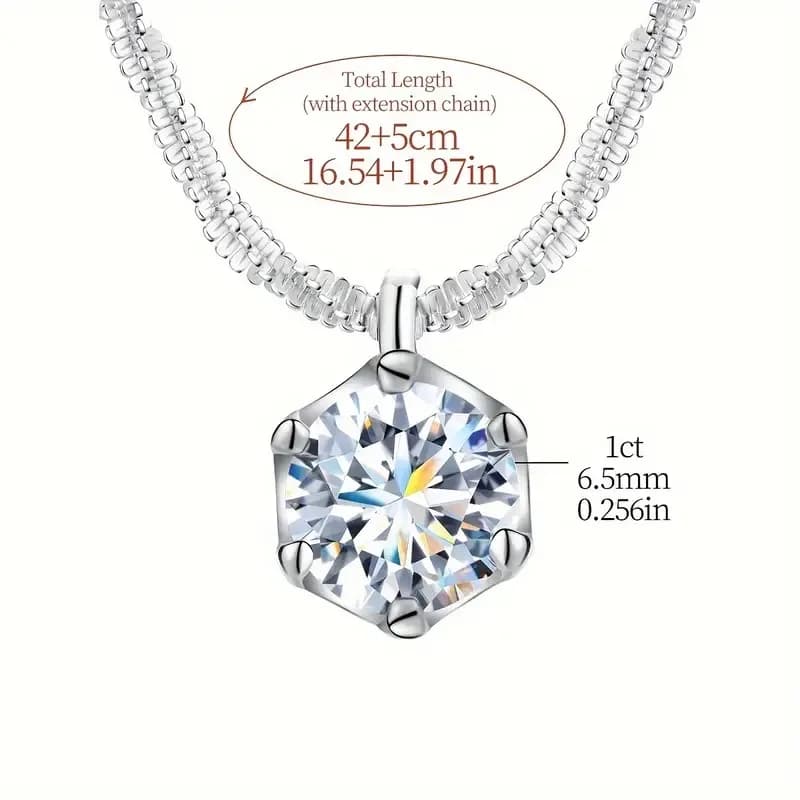 LOUTF 1CT Collier pendentif blanc en diamant Moissanite étincelant de luxe pour femmes, en argent st