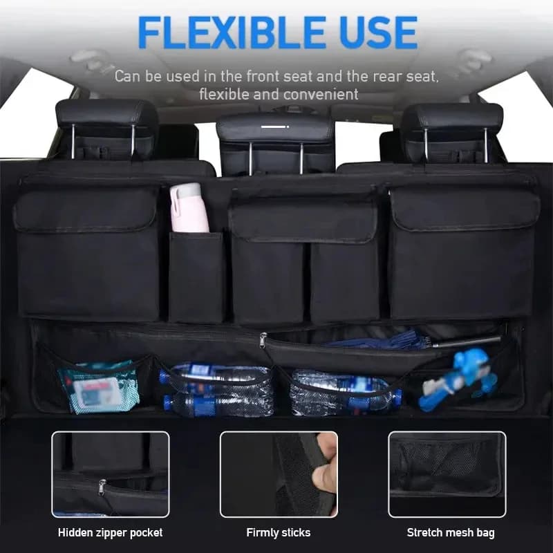 Sac de rangement suspendu pour coffre arrière de voiture, organisateur avec 9 poches Oxford, sac de 