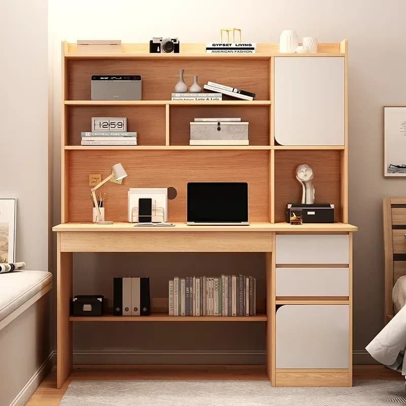 Bureau d'ordinateur tout-en-un, étagère de bureau simple, espace de rangement, bureau d'étude à domi