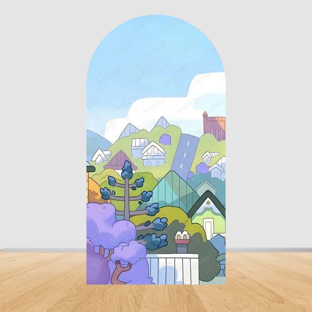 Housse d'arche bleue pour toile de fond, pour fête d'anniversaire d'enfants, décoration de fête, hou