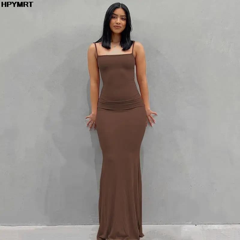 Robe longue à bretelles, dos nu, Maxi, Slim, tenue de fête, Club, vacances, Sexy, décontractée, été,