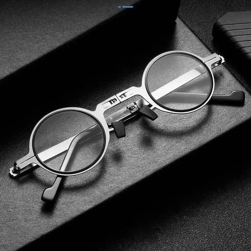 Lunettes de lecture HD pliables portables, lunettes rondes rétro ultra légères pour hommes et femmes