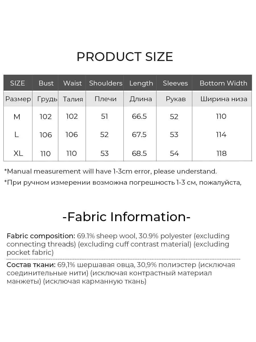 Modiis Yao-Manteau en laine double face pour femme, manteau en laine à manches longues, revers à la 