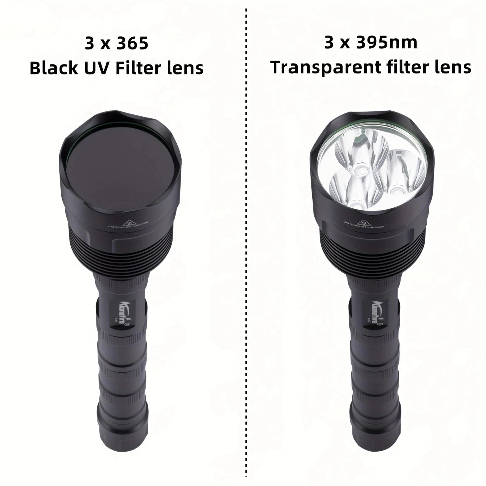 60W 3x365nm UV LED lumière noire puissante 395nm lampe de poche haute puissance Ultraviolet marqueur