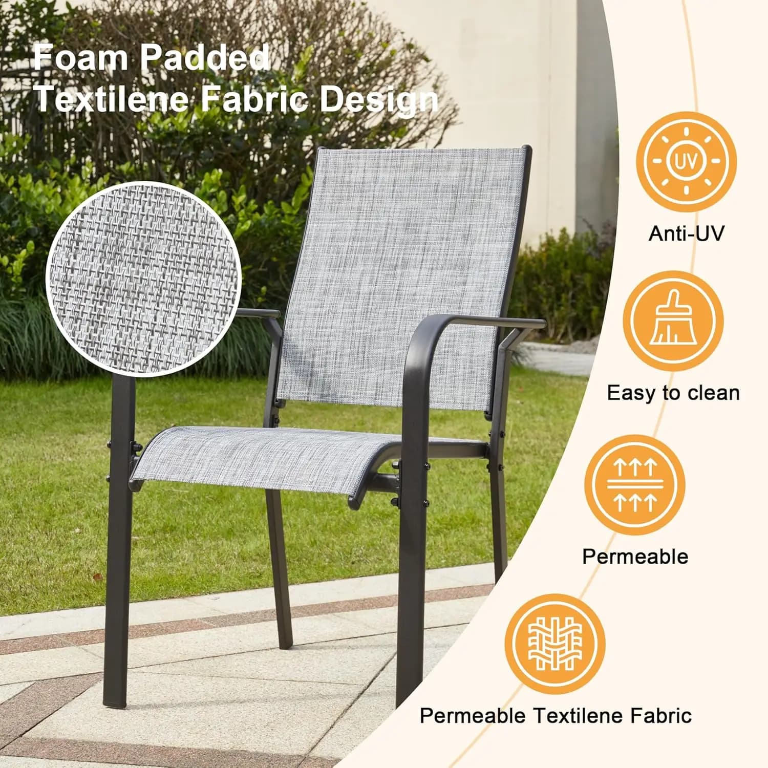 Ensemble de salle à manger de patio rond 5 pièces avec table en aluminium de 42 pouces et 4 chaises 