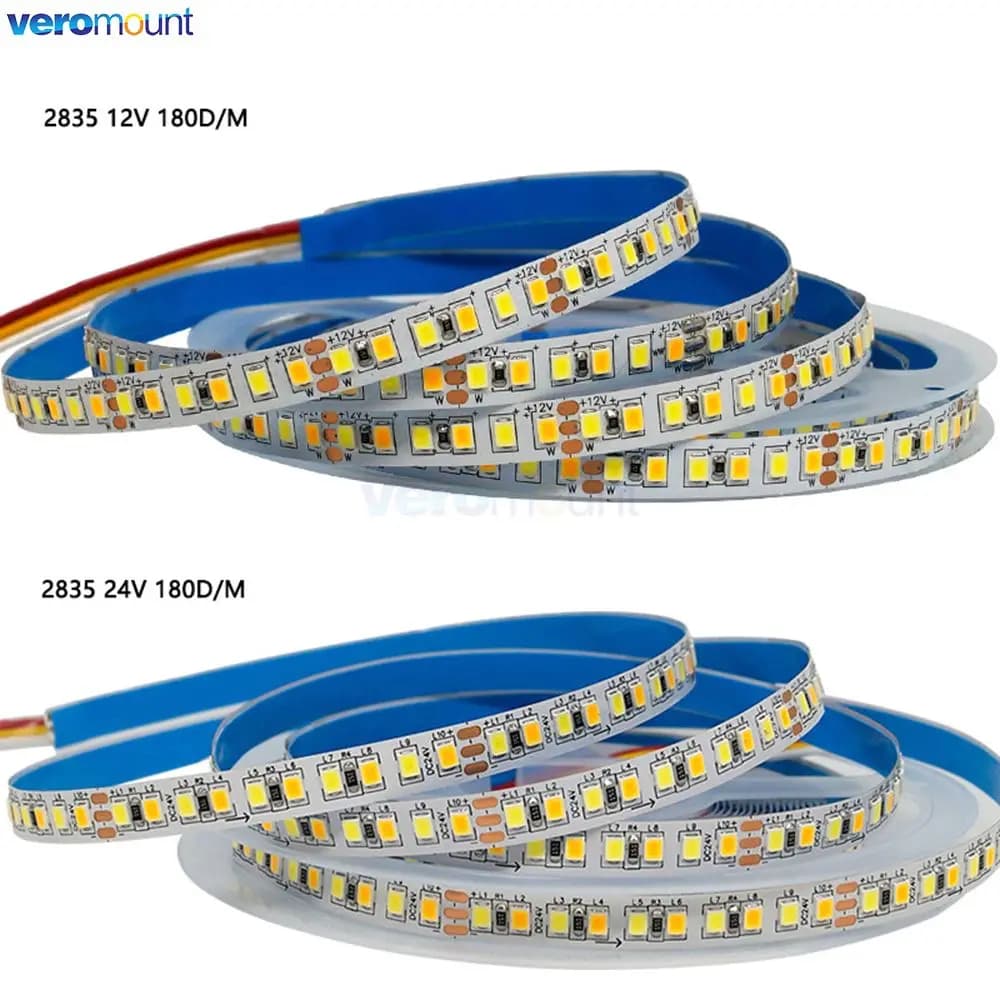 Bande lumineuse LED double couleur SMD 2835 CCT, 5m, variable, 5V 12V 24V DC WW CW, température de c