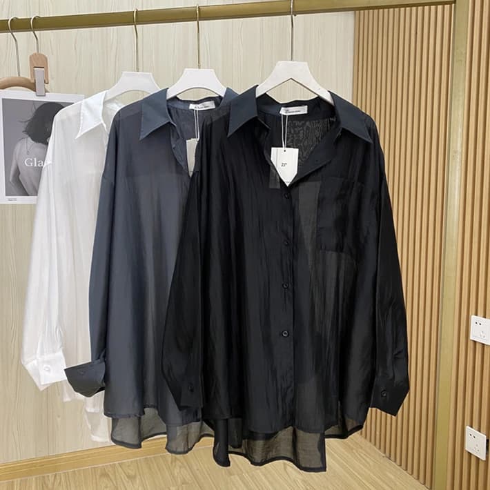 Lyocell-Chemisier en soie vintage pour femme, léger, crème solaire, chic, confortable, manches longu