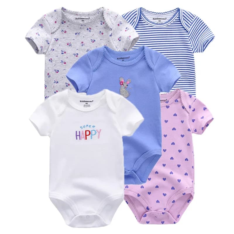 Dessin animé 5 pièces été bébé garçon fille body 100% coton doux nouveau-né Onesies à manches courte