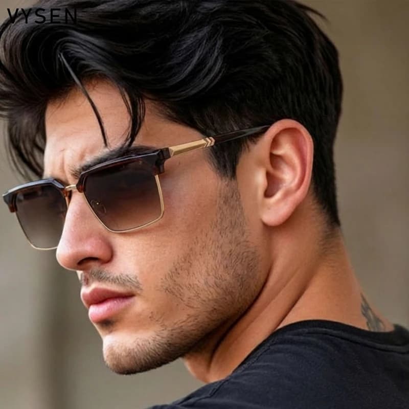 Lunettes de soleil carrées surdimensionnées de luxe 2026 pour hommes, style Y2K punk, design futuris