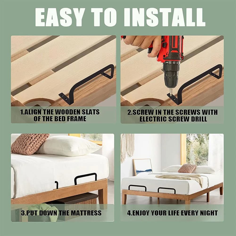 2 supports antidérapants ajustables pour cadre de lit et matelas, barres de retenue anti-glissement,