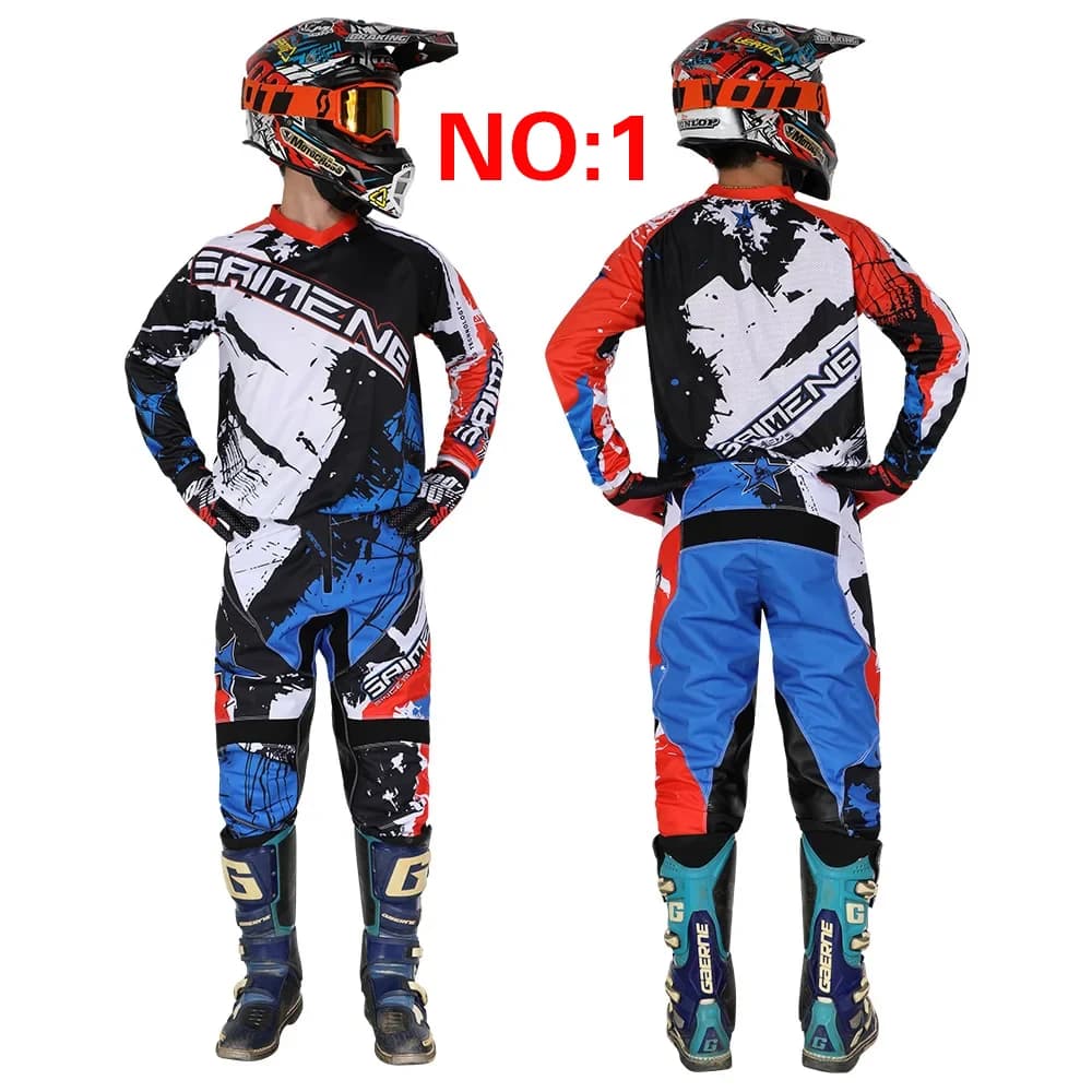 Taille 20 22 24 26 28 Saimeng ensemble d'équipement de motocross enduro pour enfants mx jersey panta