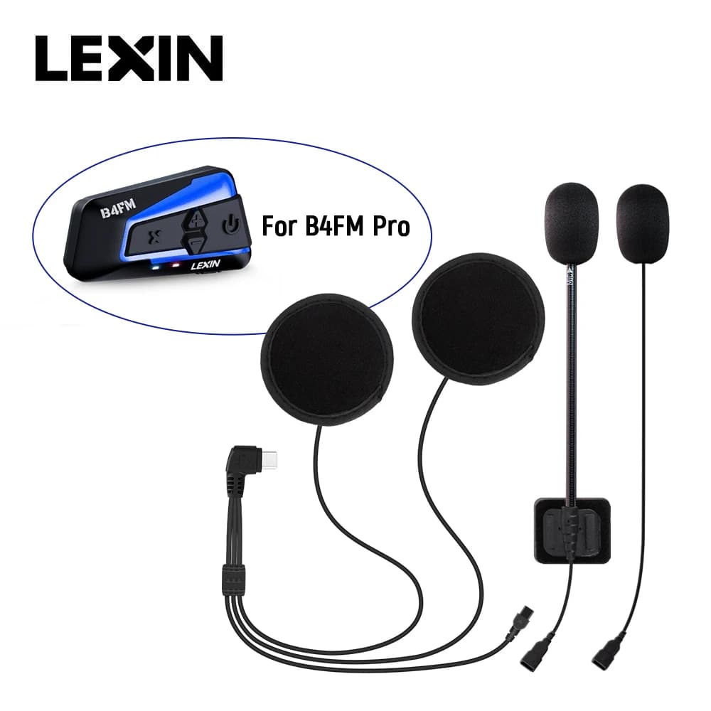 LEXIN LX-B4FM-X interphone casque et jeu de clips pour casque complet/demi avec prise Jack casque Bl