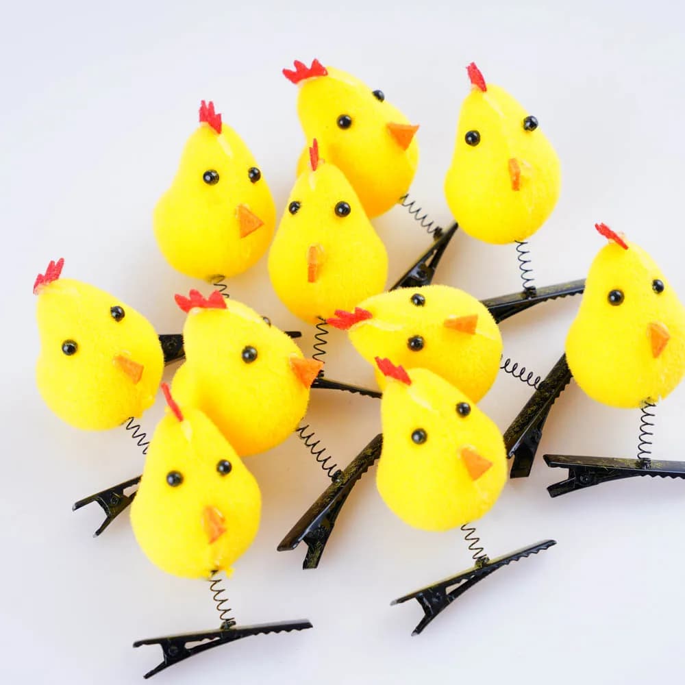 Épingle à cheveux en peluche 3D pour enfants, 50 pièces/lot, dessin animé drôle, petit canard jaune,