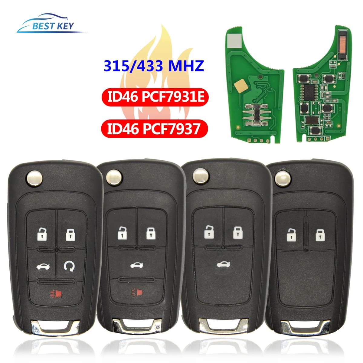 Meilleure clé pour télécommande de voiture 2/3/4/5 BNT, 315/433MHz, puce ID46 pour Opel/Vauxhall Ast