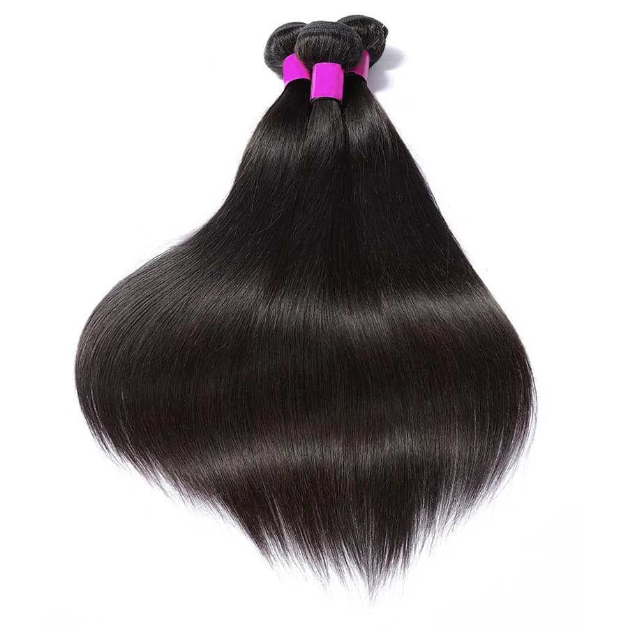 Extensions de cheveux humains vierges brésiliens lisses 12A non traités, double trame, 14-30 pouces