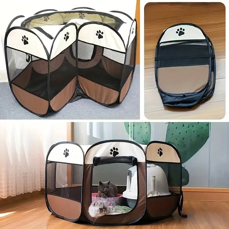 Clôture Octogonale pour Animaux de Compagnie, Chambre de Maternité pour Chat, Tissu Oxford Imperméab