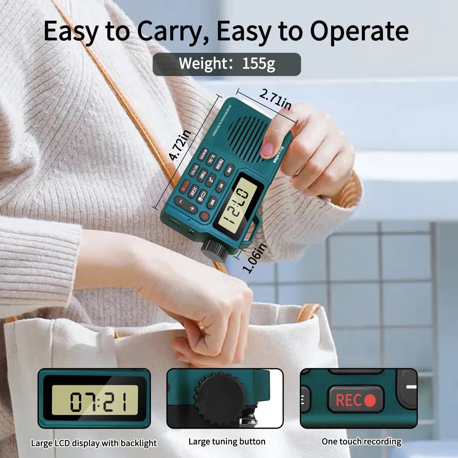 Radio AM/FM portable, petite radio de poche avec Bluetooth, haut-parleur de basse, prise en charge d