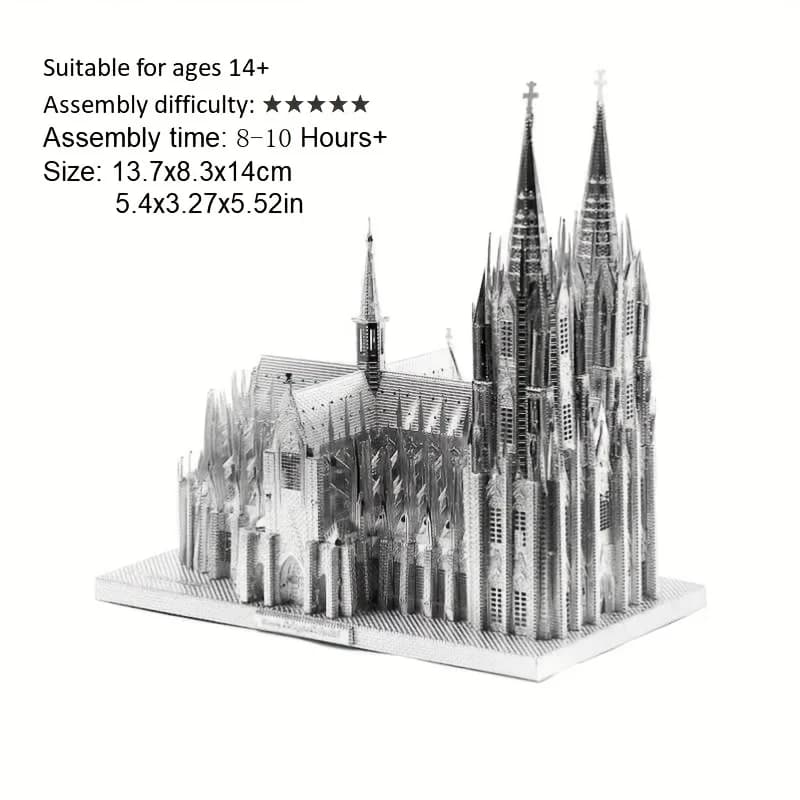 Puzzle 3D en métal de la Cathédrale de Cologne, modèle à découper au laser, jouet éducatif pour adul