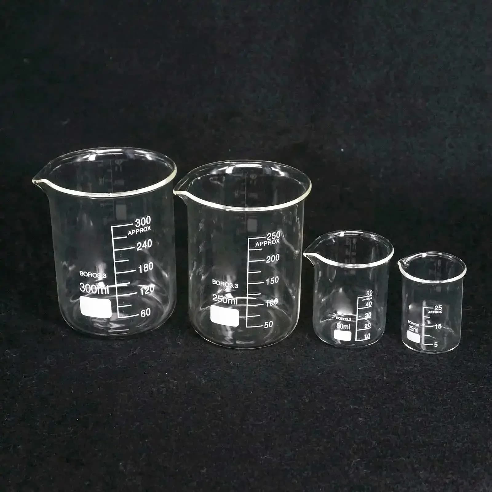 Bécher de forme basse en verre Borosilicate, laboratoire de chimie, 5ml/10ml/25ml/50ml/100ml/150ml/2