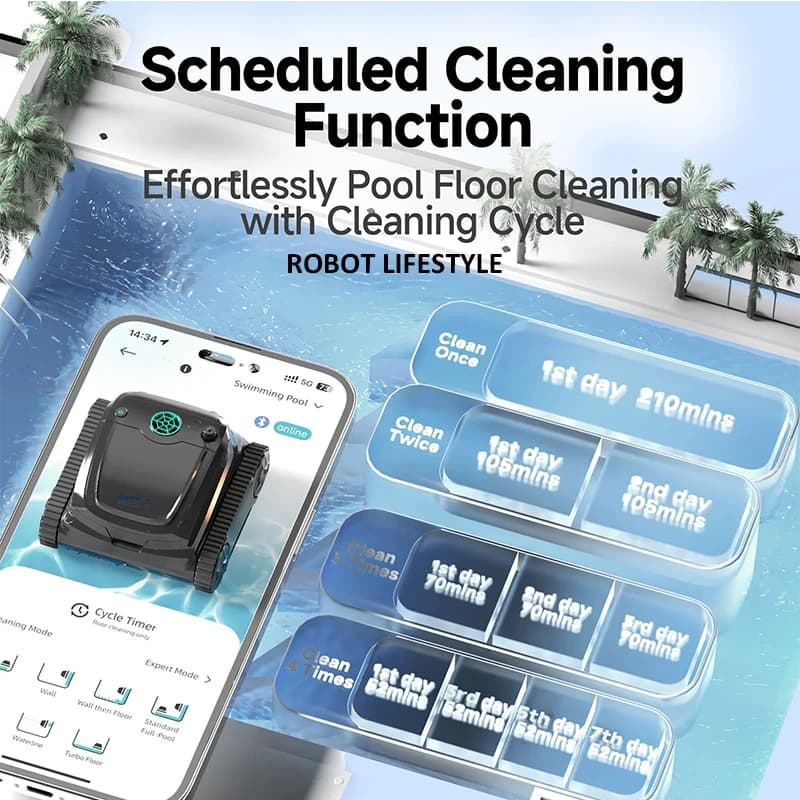 Robot nettoyeur de piscine haut de gamme sans fil WYBOT S2 pour grandes piscines, fonction de nettoy