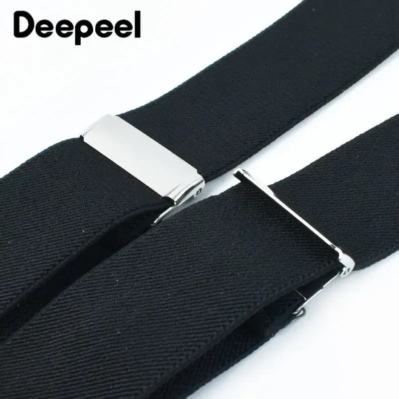 Deepeel 3.5*125 cm hommes adultes bretelles 6 Clips ajuster sangle élastique bouton bretelles décont