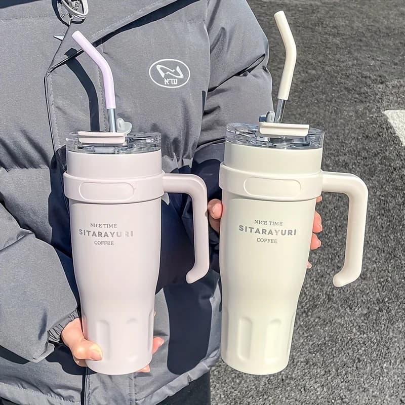 Tasse d'eau de grande capacité, tasse d'isolation de voiture de 38.55oz, tasse de paille de bureau S