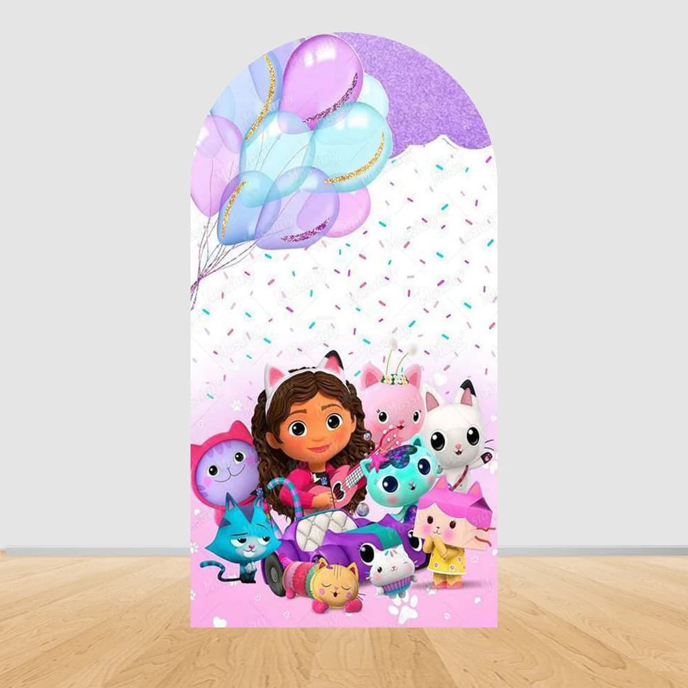 Arche de toile de fond sur le thème de la maison de poupée pour anniversaire d'enfants, fête prénata