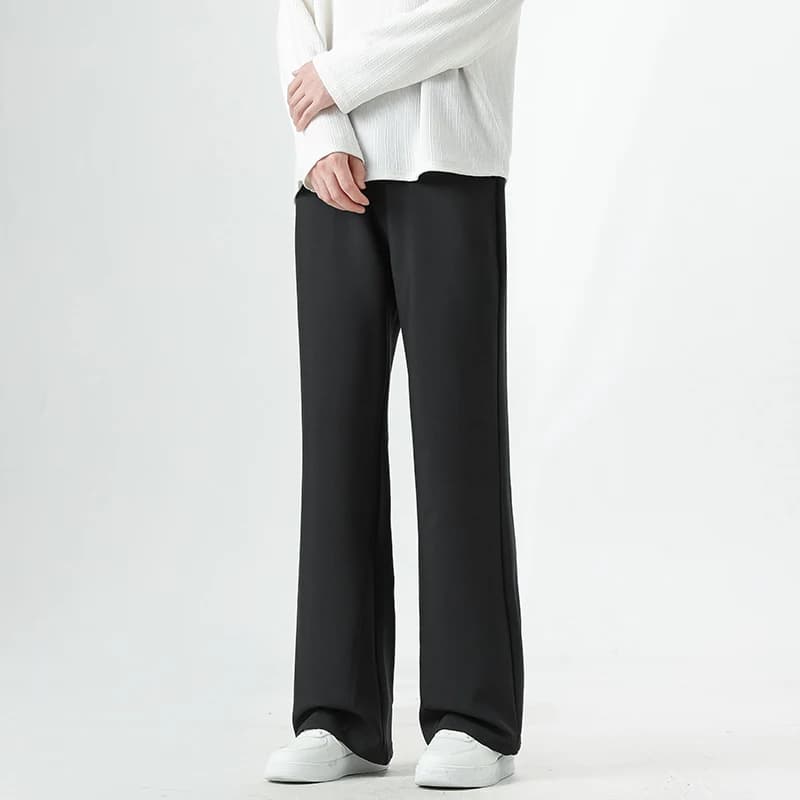 Small Flared Version Men's Casual Pants 2025 Fashion Korean Loose Elastic Drape Business Office Soli