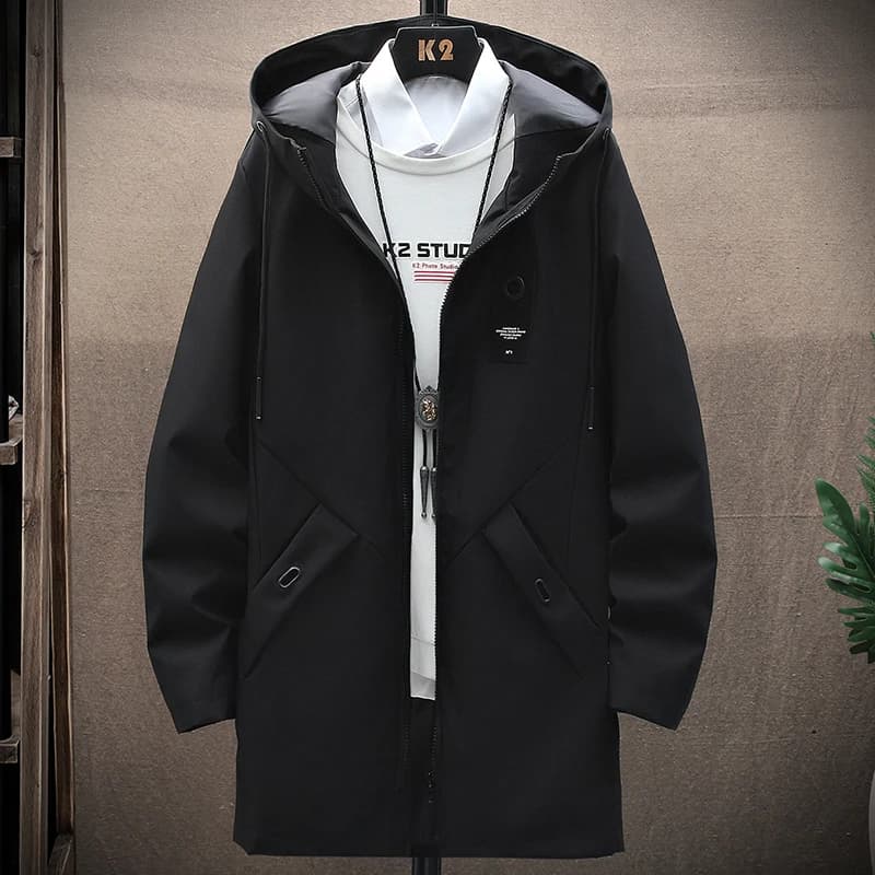 Manteau à capuche pour hommes, coupe-vent Long, classique, tendance, printemps-automne, décontracté,
