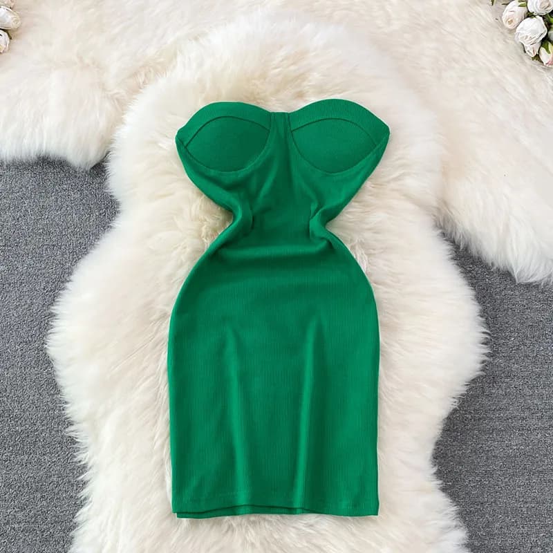 Robe bustier tubulaire sans bretelles, épaules dénudées, Sexy, moulante, Club de fête, élégante, ann