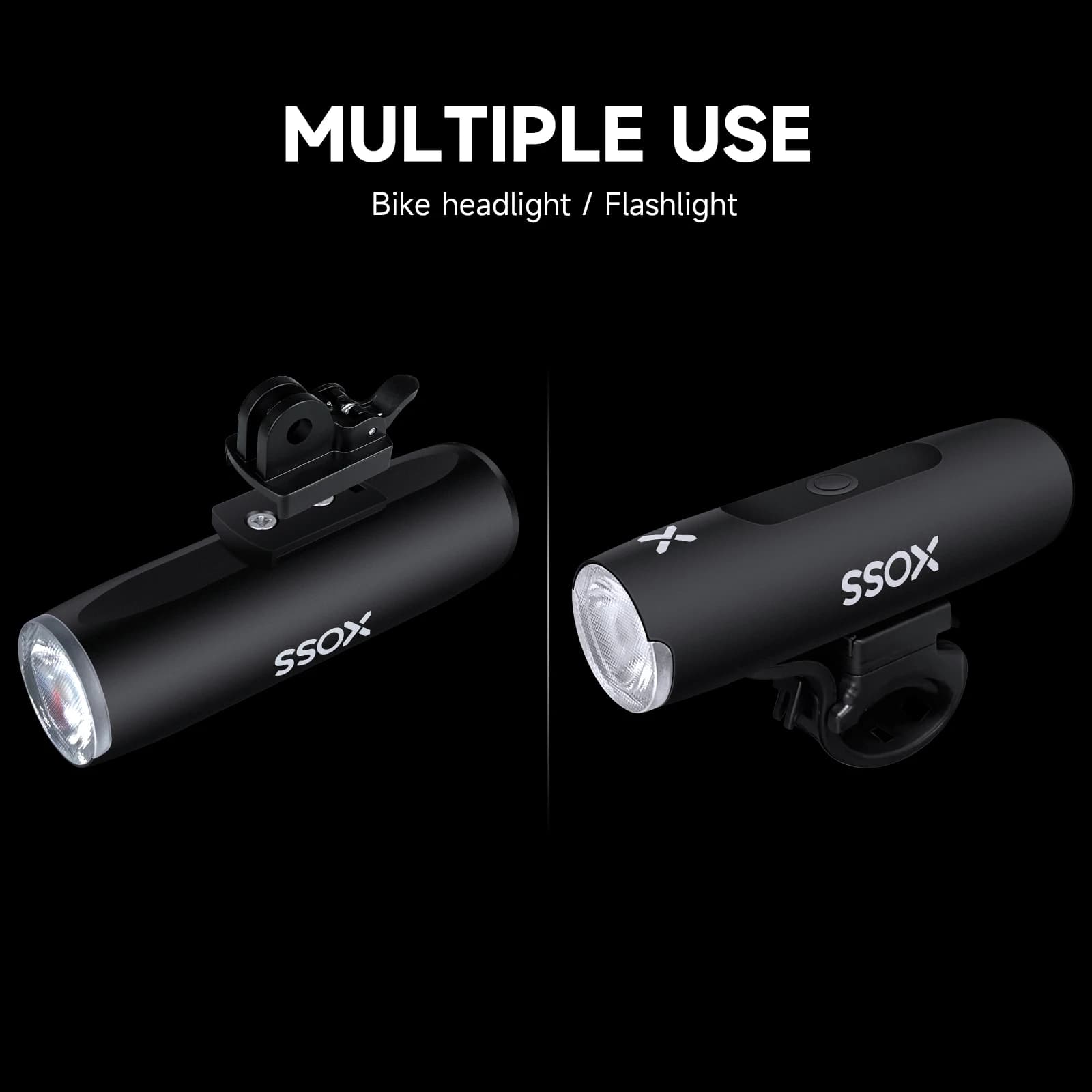 XOSS XL400 800 Feu de vélo en aluminium Phare de vélo Lampe de poche Guidon Chargement USB VTT Feu a