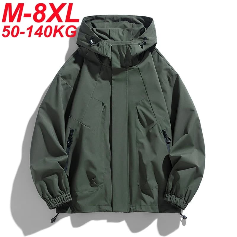 Hommes veste à capuche coupe-vent Trench manteaux surdimensionné 6XL 7XL 8XL grande taille imperméab