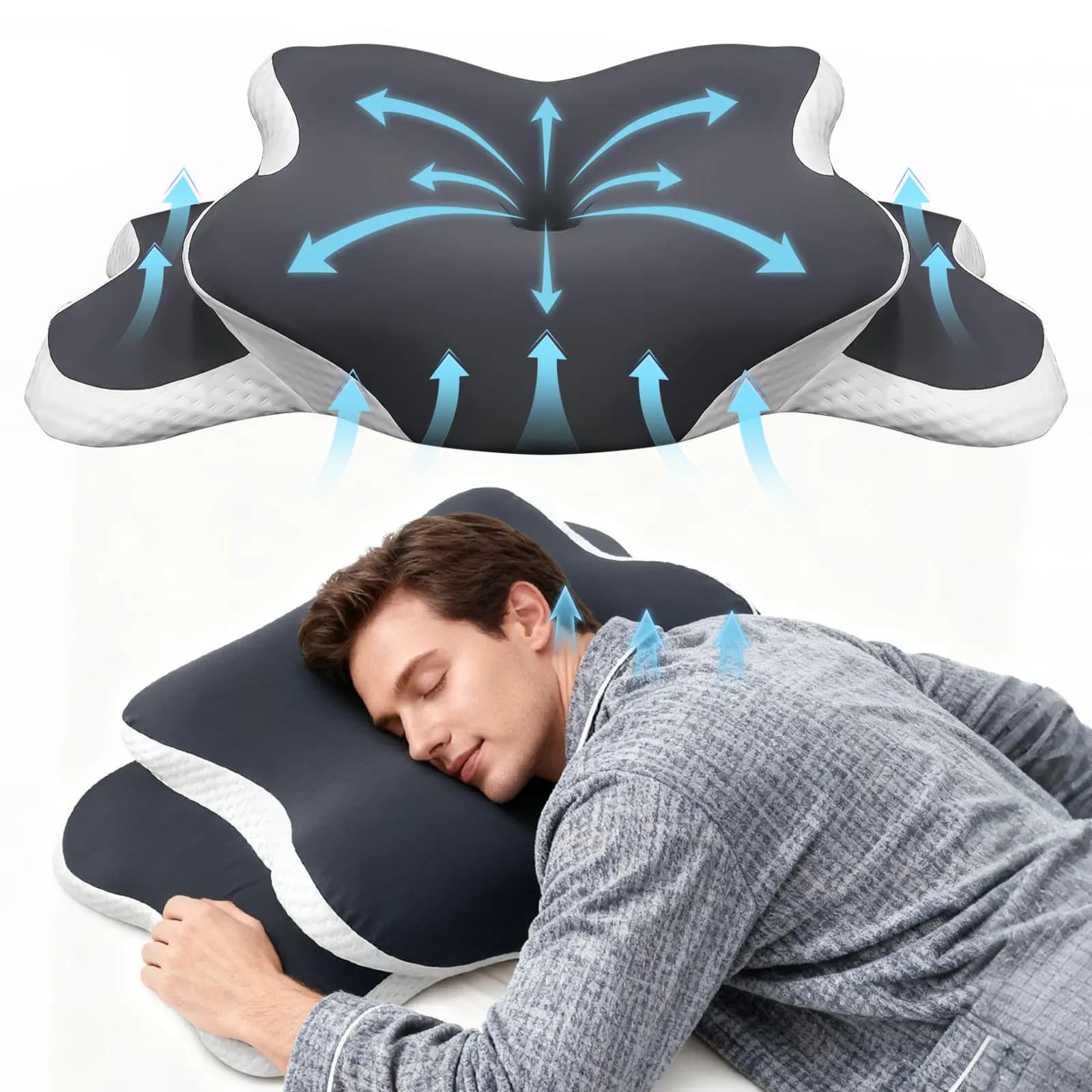 Oreiller cervical ergonomique en mousse à mémoire de forme, soulagement de la douleur au cou, livré 