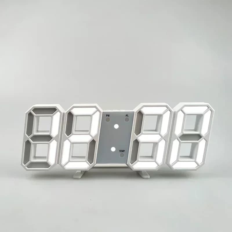 Réveil numérique LED 3D, horloge murale, heure, date, température pour la maison, la cuisine, le bur