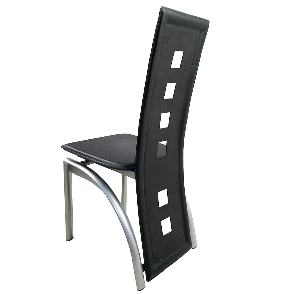 Dossier long carré creux en cuir PU, décoration de chaise de salle à manger, tube rond, coussin noir