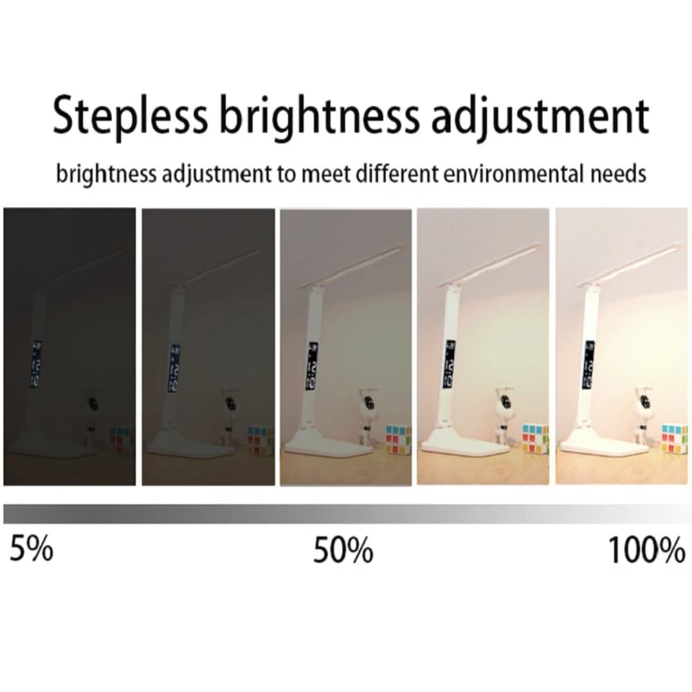 Lampe de Table pliante USB lecture tactile réglable Protection des yeux avec réveil thermomètre LED 